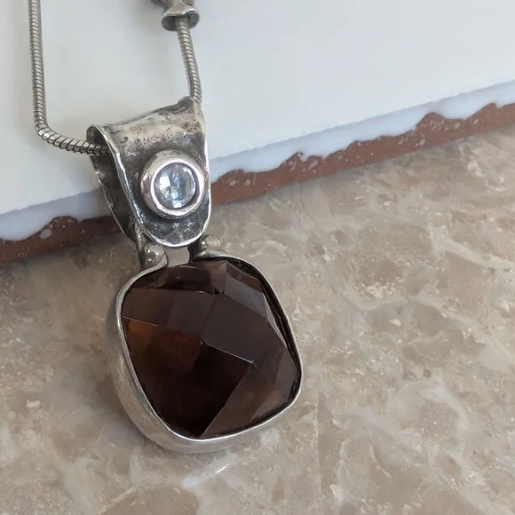 Silpata Smoky Topaz And Sterling Silver Necklace - Picture 5 of 10